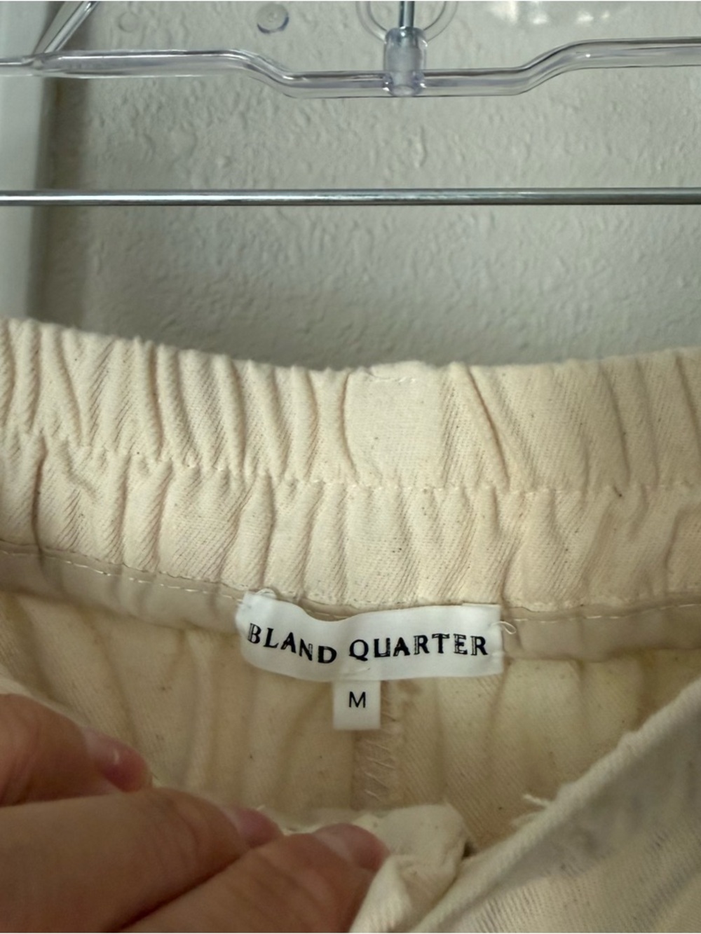 NWT BLAND QUARTER cream natural ivory elastic pull on wide leg barrel pants - Picture 7 of 7